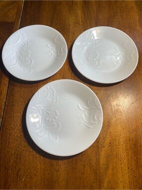 Corelle Cherish 6 3/4”White Embossed Plates - Set of 3